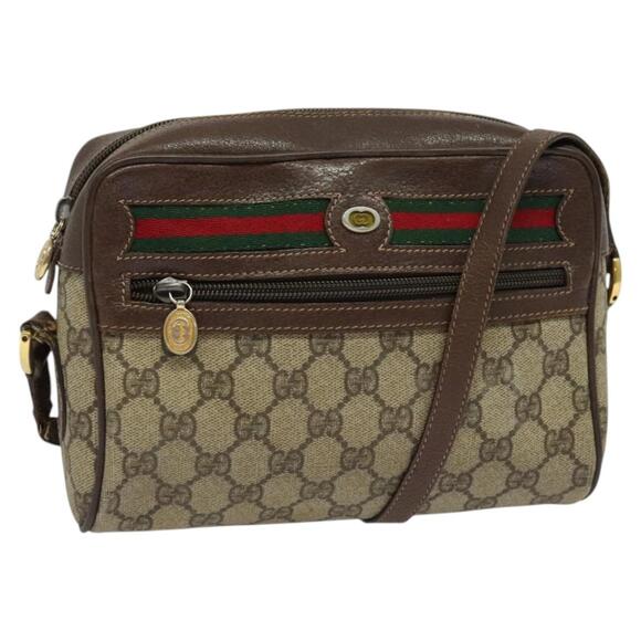 GUCCI GG Supreme Web Sherry Line Shoulder Bag Pvc Beige Gold - Picture 1 of 16